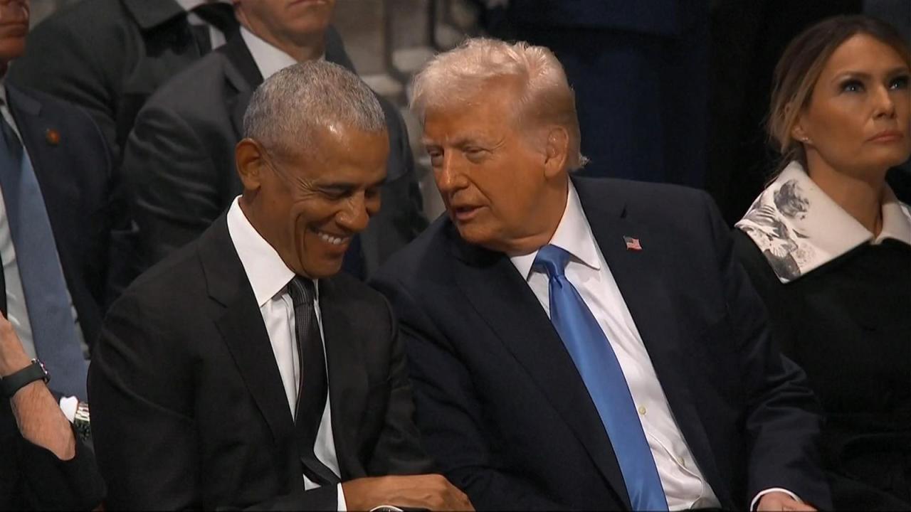 All five living US presidents pictured together at funeral of Jimmy